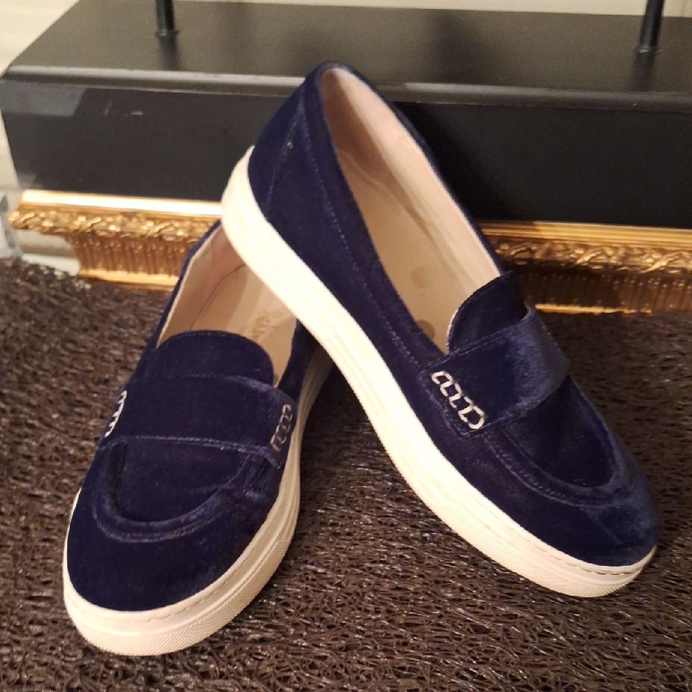 Boden Navy Blue Velvet Loafers
